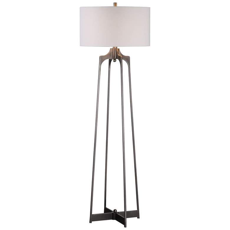Image 2 Uttermost Adrian Plated Aged Gun Metal Floor Lamp