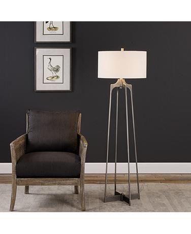 Uttermost Adrian Plated Aged Gun Metal Floor Lamp