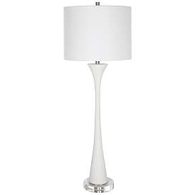 Image2 of Uttermost Adrienne 34" White Faux Marble Trumpet Buffet Lamp