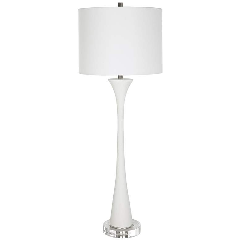 Image 2 Uttermost Adrienne 34" White Faux Marble Trumpet Buffet Lamp