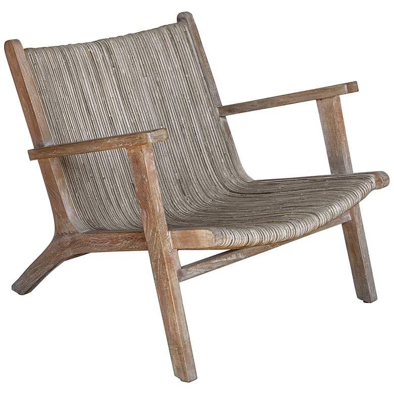 Uttermost Aegea Beige and Gray Woven Rattan Accent Chair