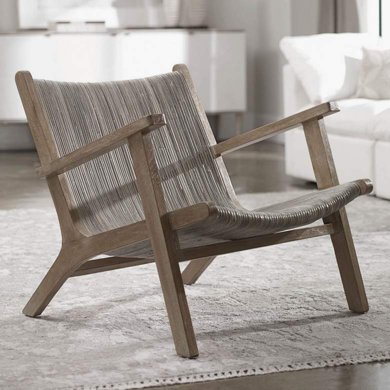 Image 1 Uttermost Aegea Beige and Gray Woven Rattan Accent Chair