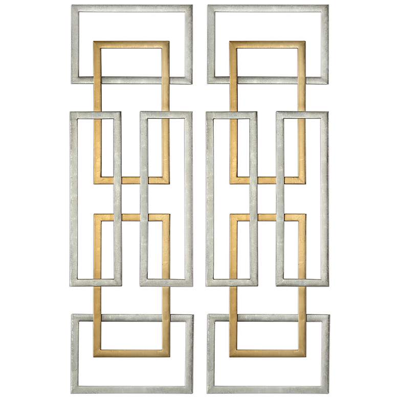 Image 1 Uttermost Aerin 50 3/4 inchH Geometric Metal Wall Art Set of 2