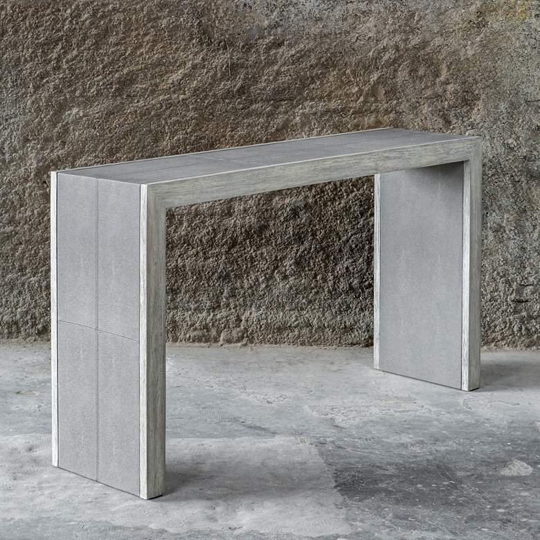 Image 2 Uttermost Aerina 60"W Gray Faux Shagreen Wood Console Table