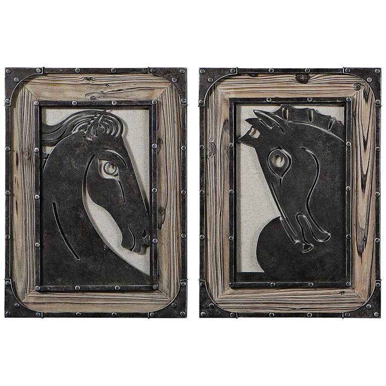 Image 1 Uttermost Aerion Set of Two Horse Heads 26 inch High Wall Art
