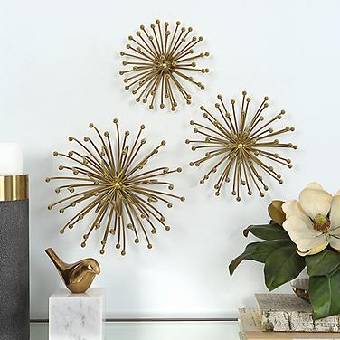 Uttermost Aga Plated Gold Metal 3-Piece Wall Decor Set