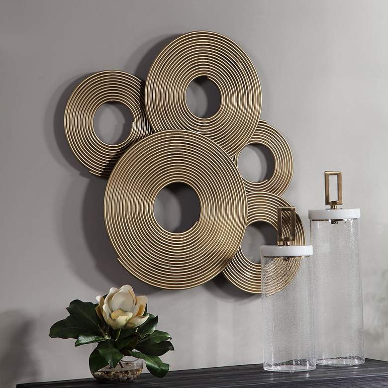 Image 1 Uttermost Ahmet 34 3/4"W Layered Rings Gold Metal Wall Art