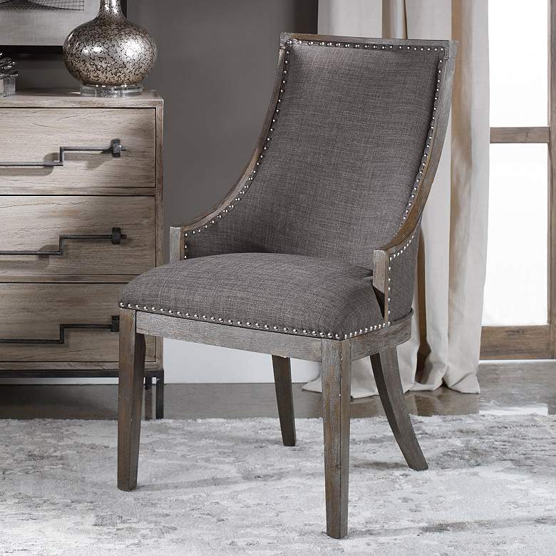 Image 1 Uttermost Aidrian 25" Wide Barrel Back Charcoal Gray Accent Chair