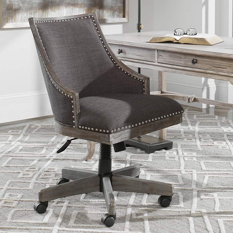 Image 1 Uttermost Aidrian Charcoal Gray Adjustable Desk Chair