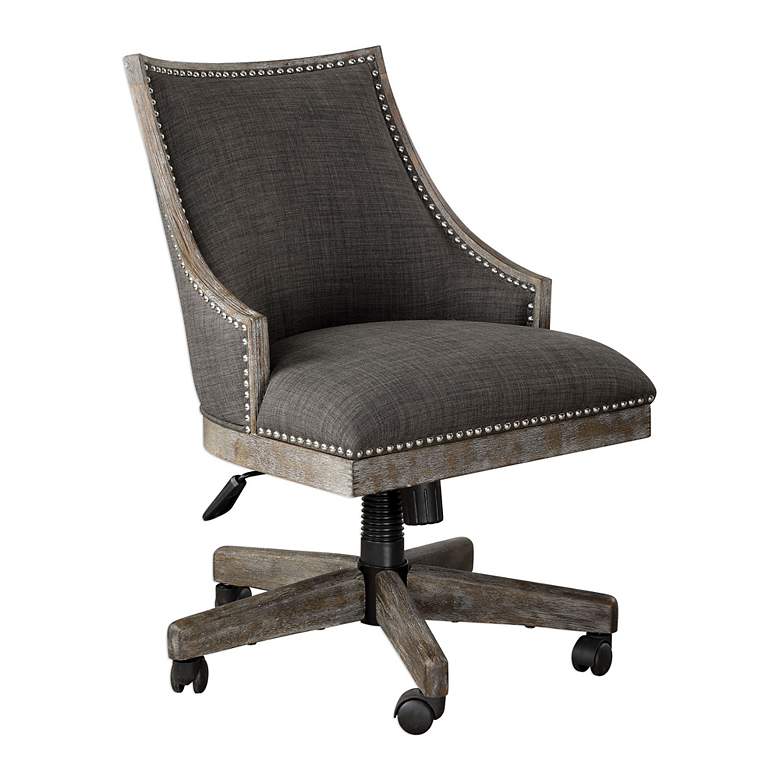 Image 3 Uttermost Aidrian Charcoal Gray Adjustable Desk Chair more views