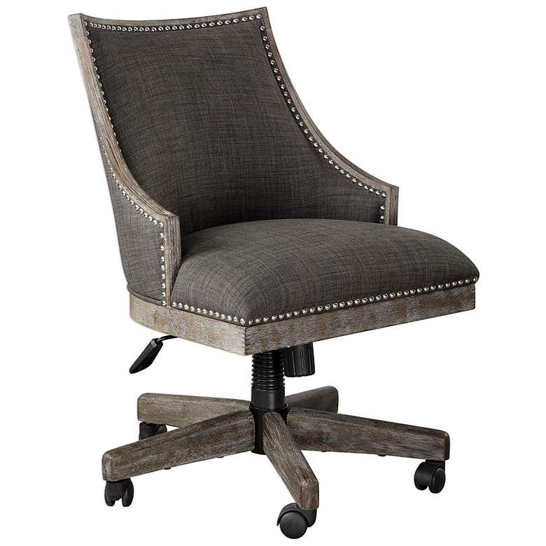 Image 5 Uttermost Aidrian Charcoal Gray Adjustable Desk Chair more views