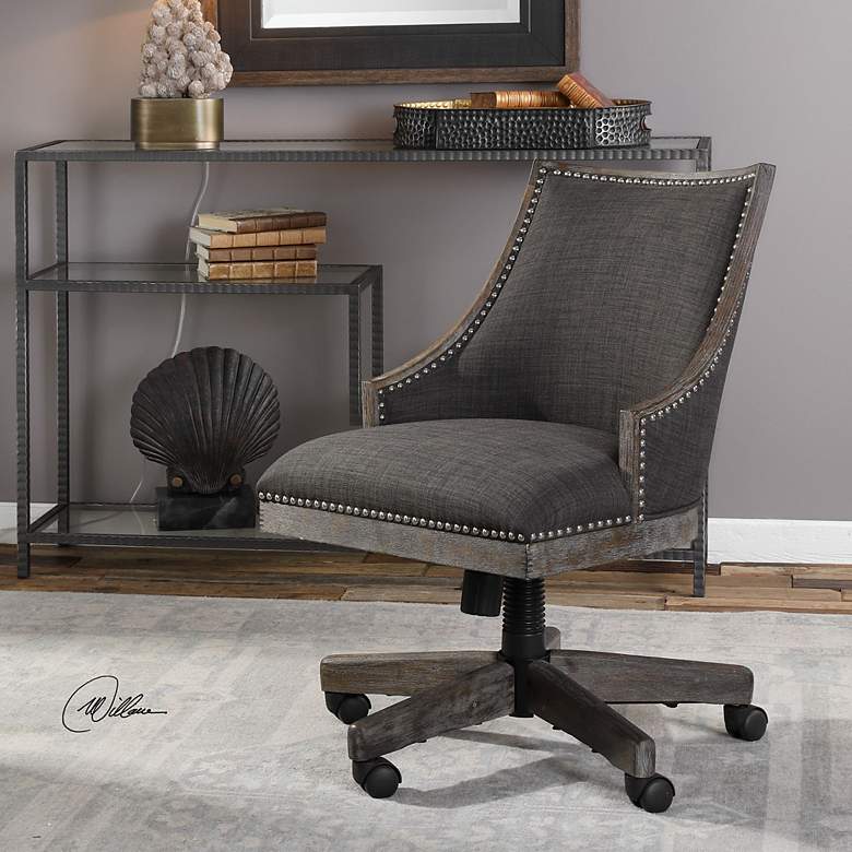 Image 5 Uttermost Aidrian Charcoal Gray Adjustable Desk Chair more views