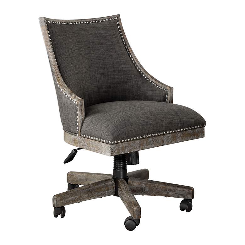 Image 6 Uttermost Aidrian Charcoal Gray Adjustable Desk Chair more views