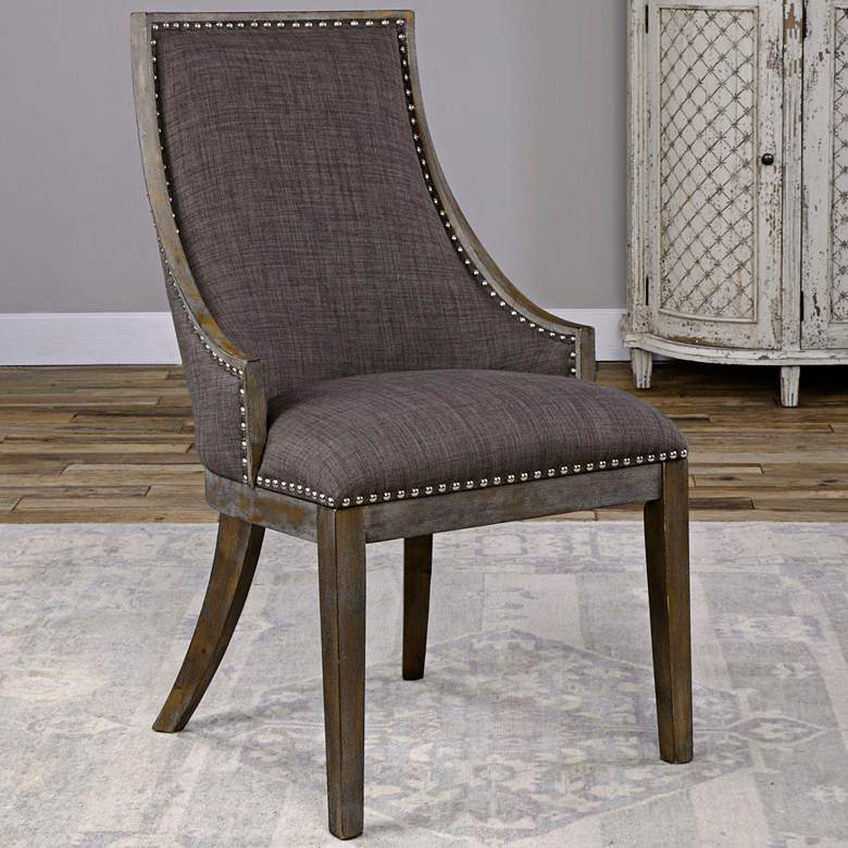 Uttermost Aidrian Charcoal Gray Fabric Accent Chair