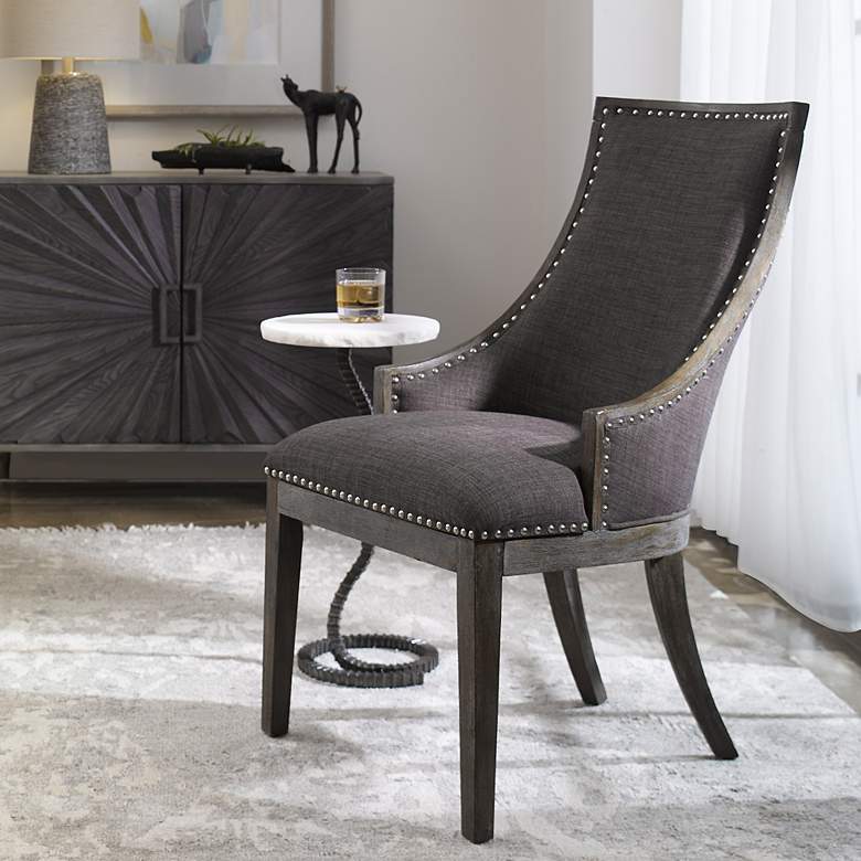 Image 3 Uttermost Aidrian Charcoal Gray Fabric Accent Chair more views