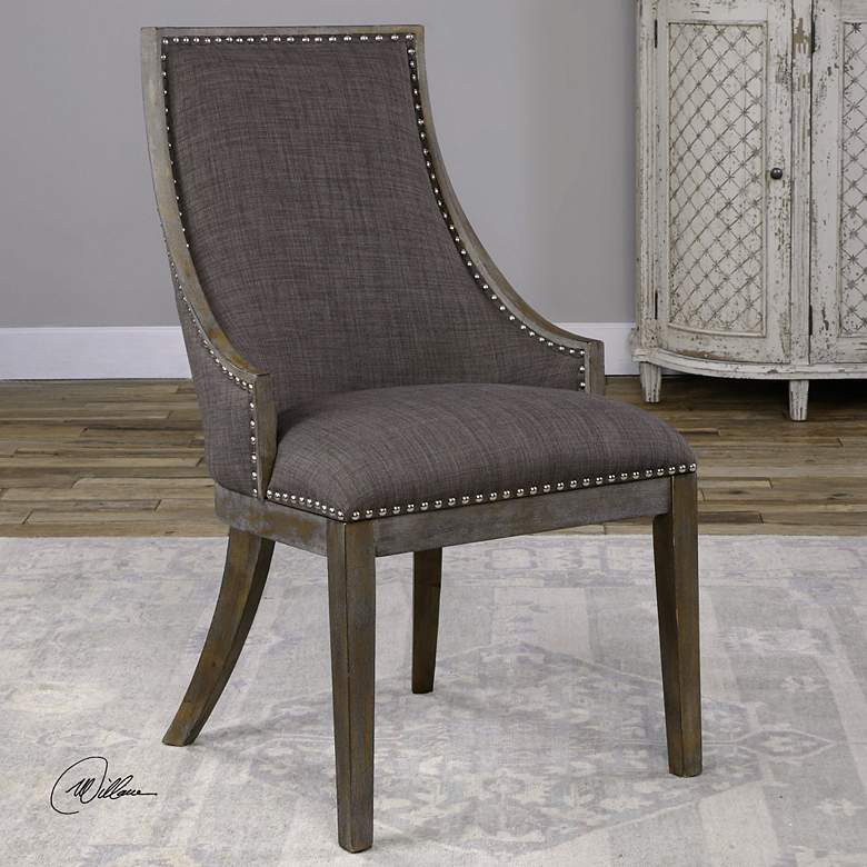 Image 4 Uttermost Aidrian Charcoal Gray Fabric Accent Chair more views