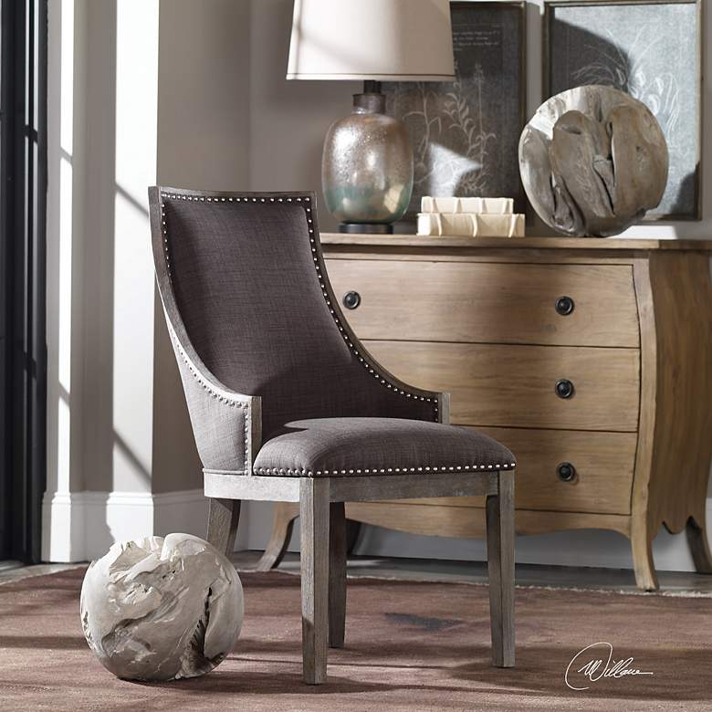 Image 5 Uttermost Aidrian Charcoal Gray Fabric Accent Chair more views