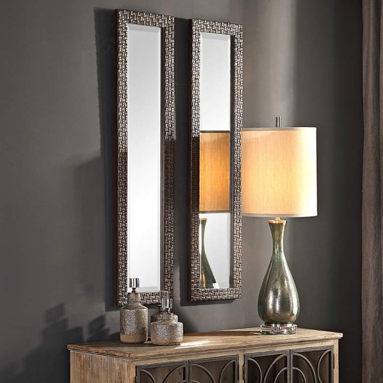 Image 1 Uttermost Ailani Brown 12" x 48" Wall Mirrors Set of 2