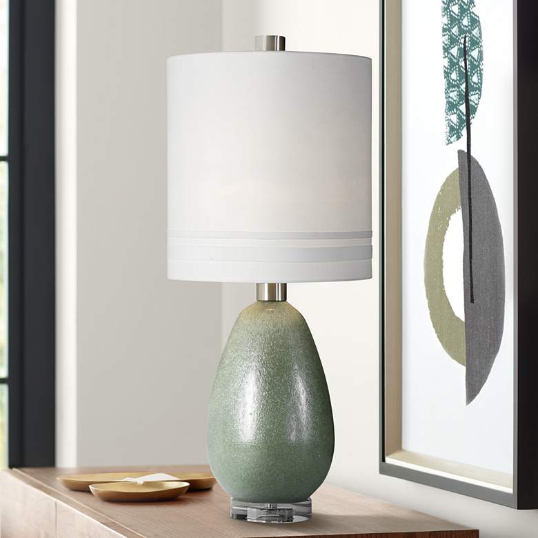 Image 1 Uttermost Aileana Frosted Rust Green Glass Buffet Table Lamp