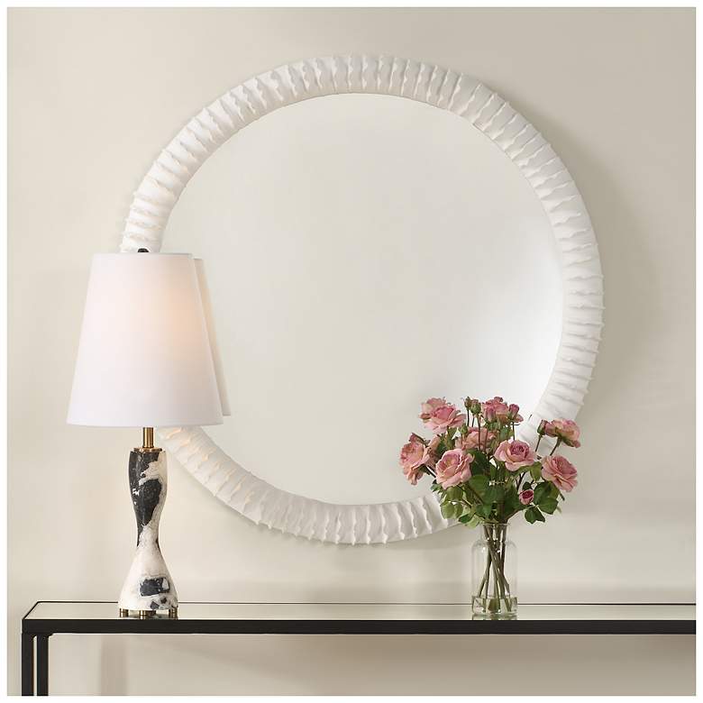 Image 1 Uttermost Akiko White 35 1/2" Round Mirror