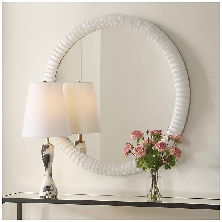 Image 3 Uttermost Akiko White 35 1/2" Round Mirror more views