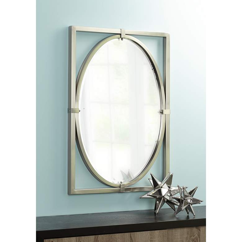 Image 1 Uttermost Akita Brushed Nickel 24 inch x 34 inch Wall Mirror