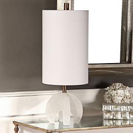 Image1 of Uttermost Alanea 23 1/2" Modern Polished White Alabaster Accent Lamp