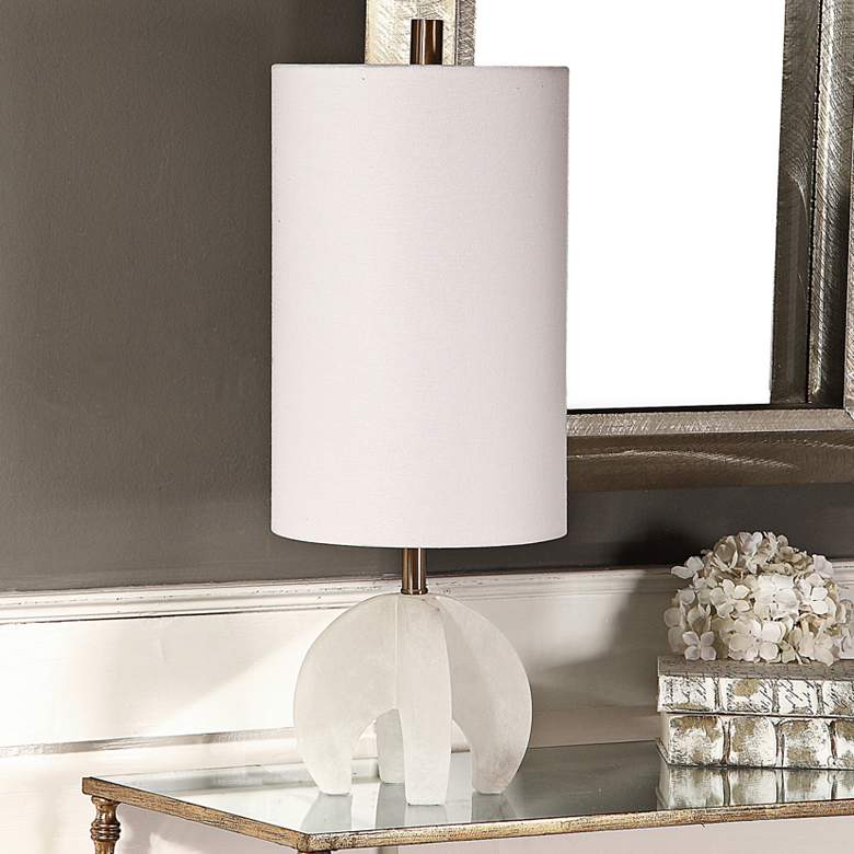 Image 1 Uttermost Alanea 23 1/2 inch Modern Polished White Alabaster Accent Lamp
