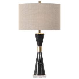 Image2 of Uttermost Alastair 29 3/4" Modern Black Marble Hourglass Table Lamp