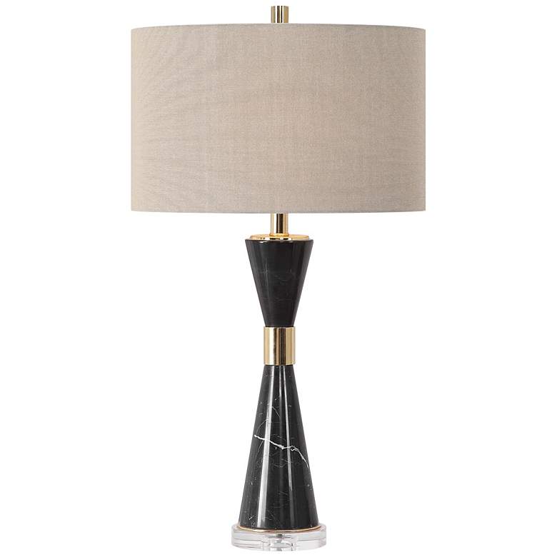 Image 2 Uttermost Alastair 29 3/4" Modern Black Marble Hourglass Table Lamp