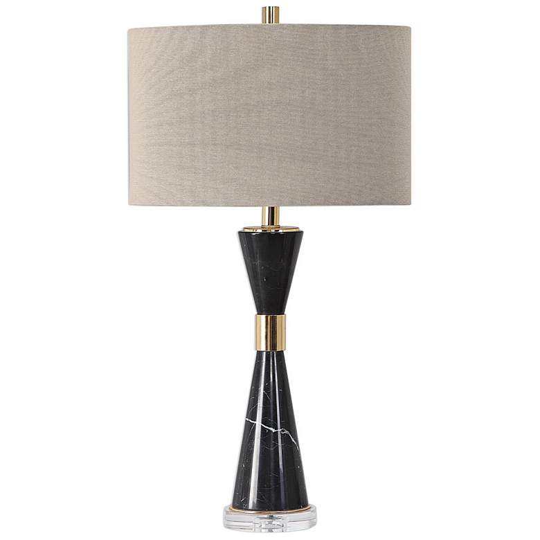 Image 3 Uttermost Alastair 29 3/4" Modern Black Marble Hourglass Table Lamp more views
