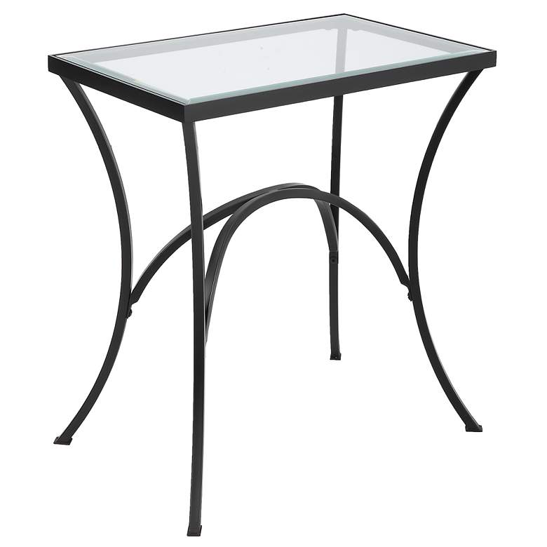 Image 5 Uttermost Alayna 22" Wide Black Metal and Glass End Table more views