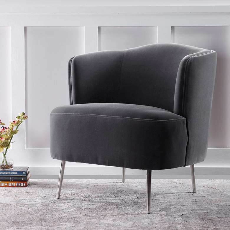 Image 1 Uttermost Alboran Charcoal Gray Velvet Accent Chair