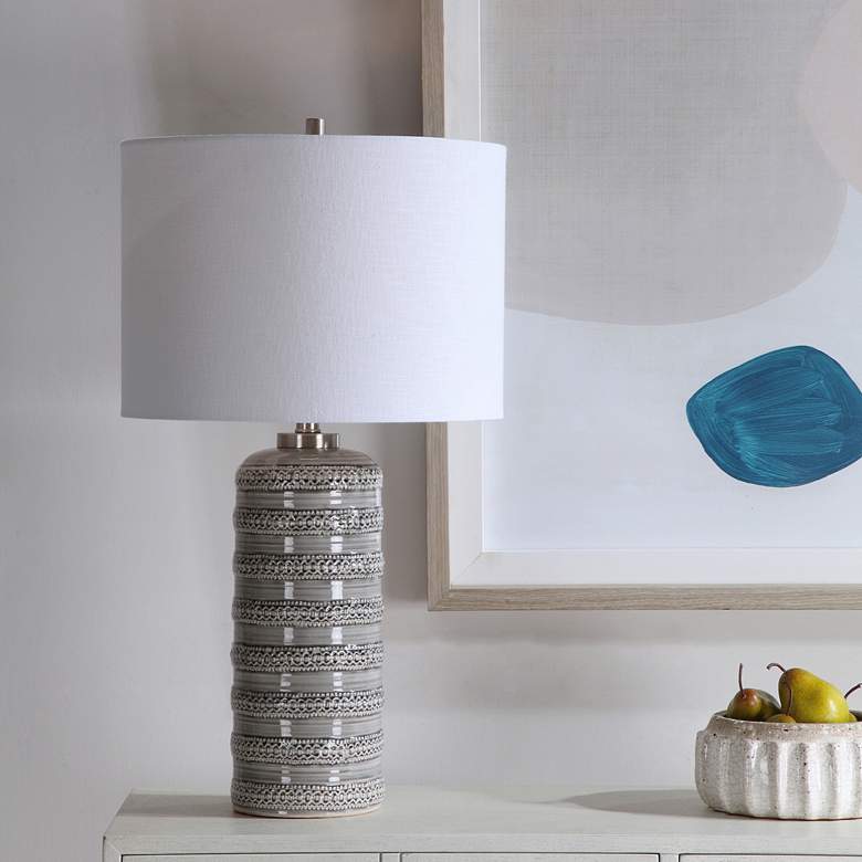 Image 1 Uttermost Alenon 28" Light Gray Ceramic Table Lamp
