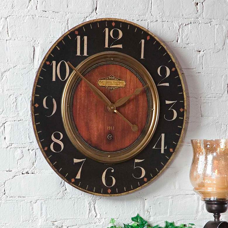 Image 1 Uttermost Alexandre Martinot Brass 23" Round Wall Clock