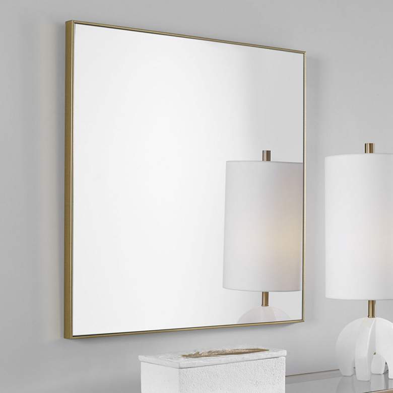 Image 1 Uttermost Alexo Brushed Gold 28" Square Wall Mirror
