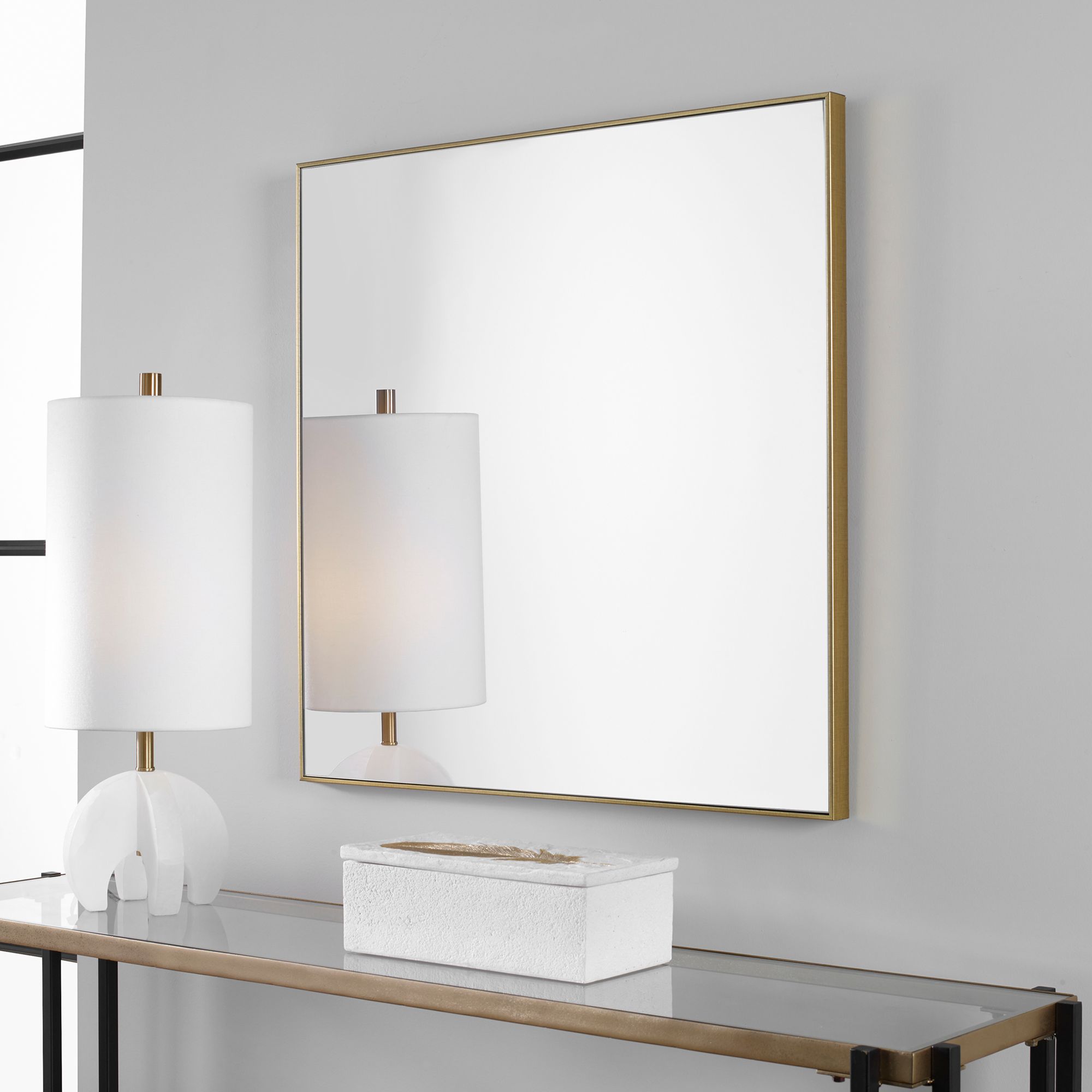 Image 5 Uttermost Alexo Brushed Gold 28" Square Wall Mirror more views