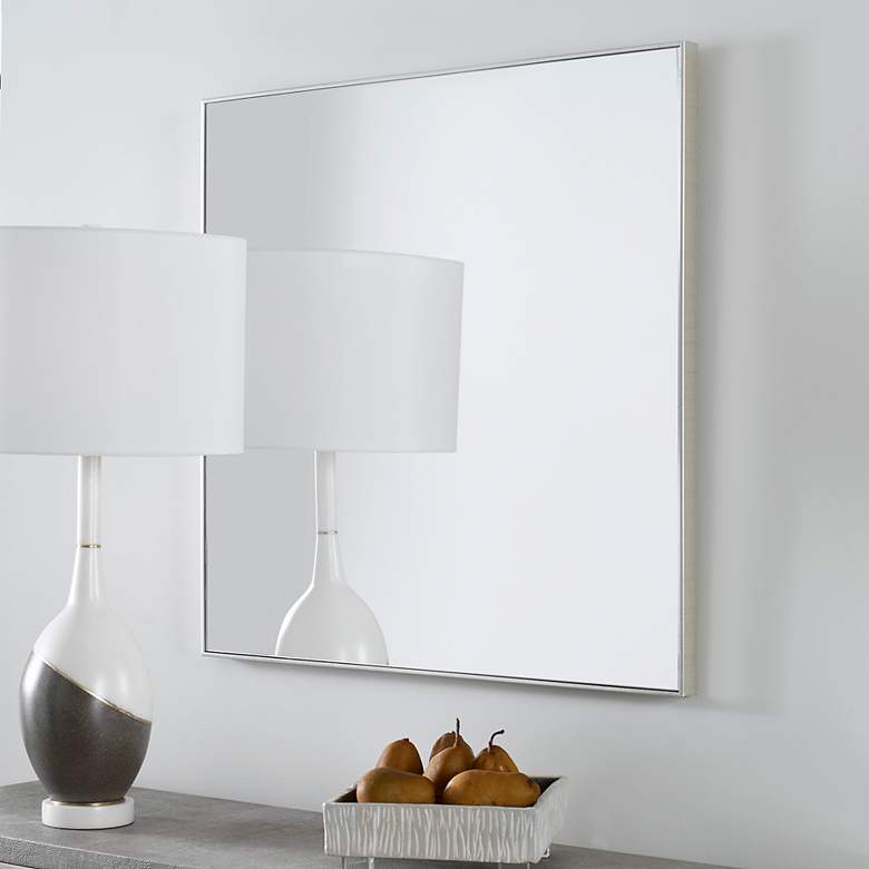 Image 1 Uttermost Alexo Brushed Silver 28" Square Wall Mirror