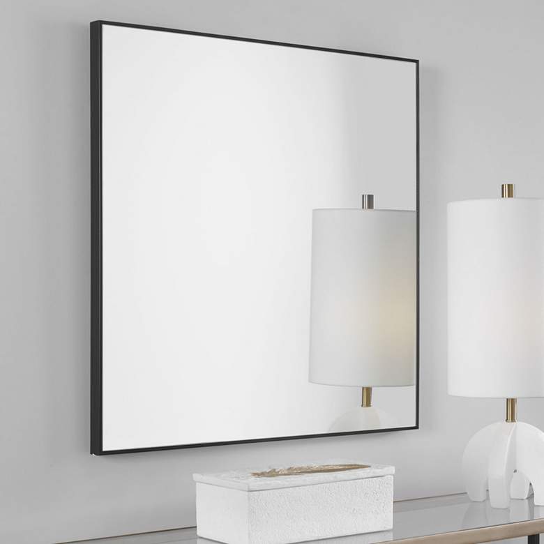 Image 1 Uttermost Alexo Matte Black 28" Square Wall Mirror
