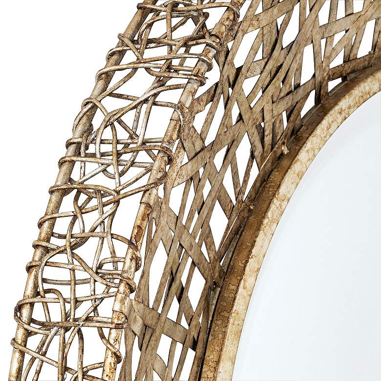 Image 4 Uttermost Alita 32" Champagne Woven Metal Round Wall Mirror more views