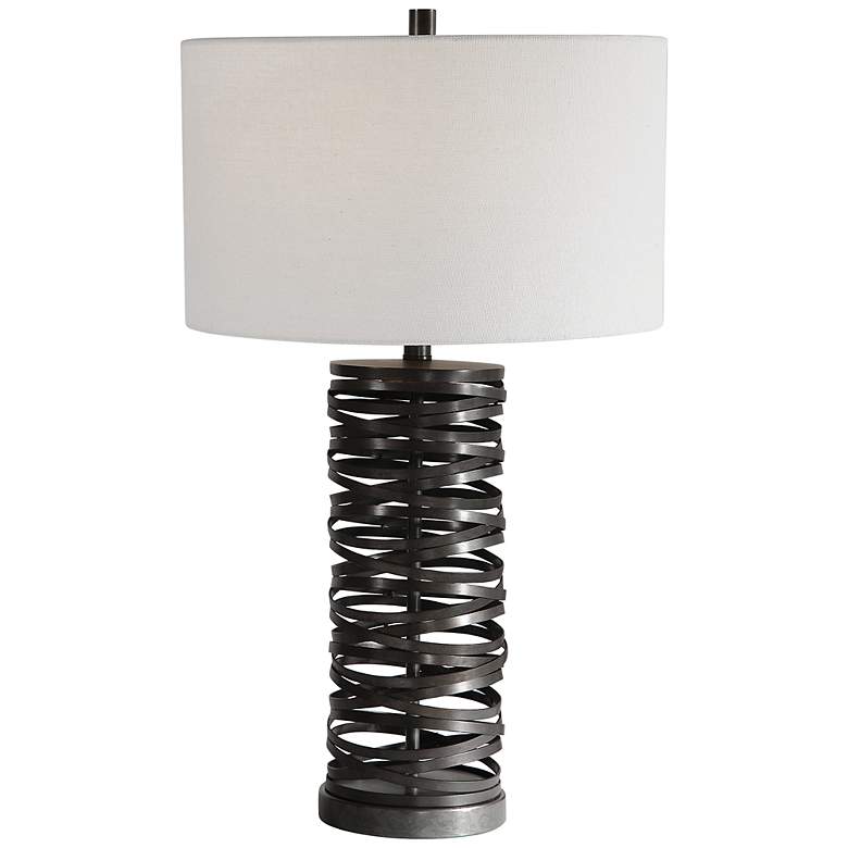 Image 2 Uttermost Alita Aged Rust Black Metal Cylindrical Table Lamp