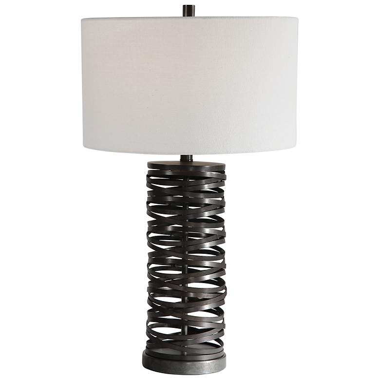 Image 1 Uttermost Alita Aged Rust Black Metal Cylindrical Table Lamp