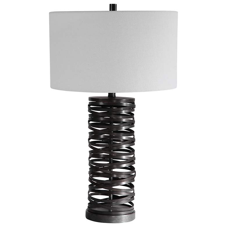 Image 3 Uttermost Alita Aged Rust Black Metal Cylindrical Table Lamp more views
