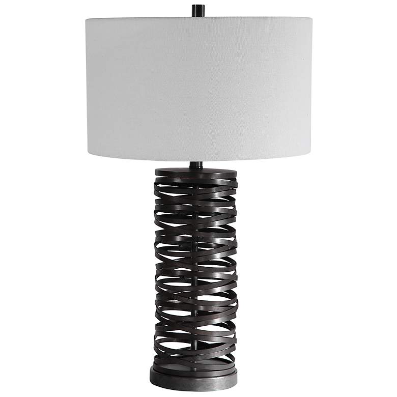 Image 6 Uttermost Alita Aged Rust Black Metal Cylindrical Table Lamp more views