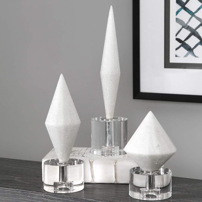 Image 1 Uttermost Alize 14" High Diamond Crystal Sculptures Set of 3