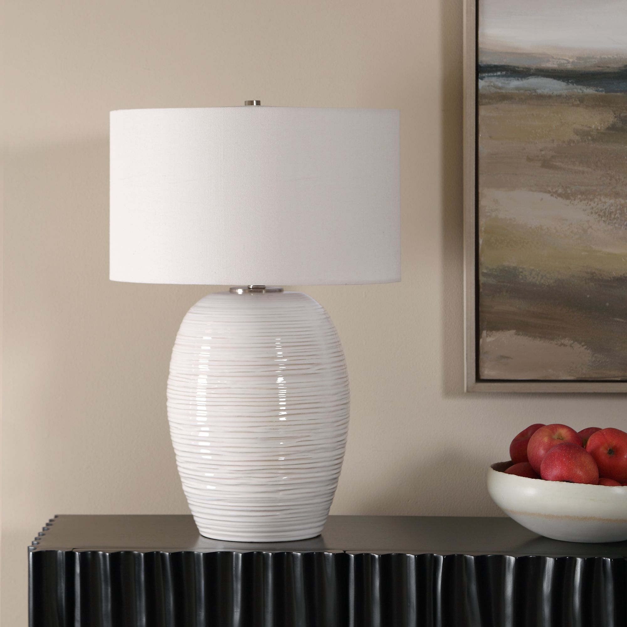 Image 3 Uttermost Alkman 26" White Ceramic Table Lamp more views