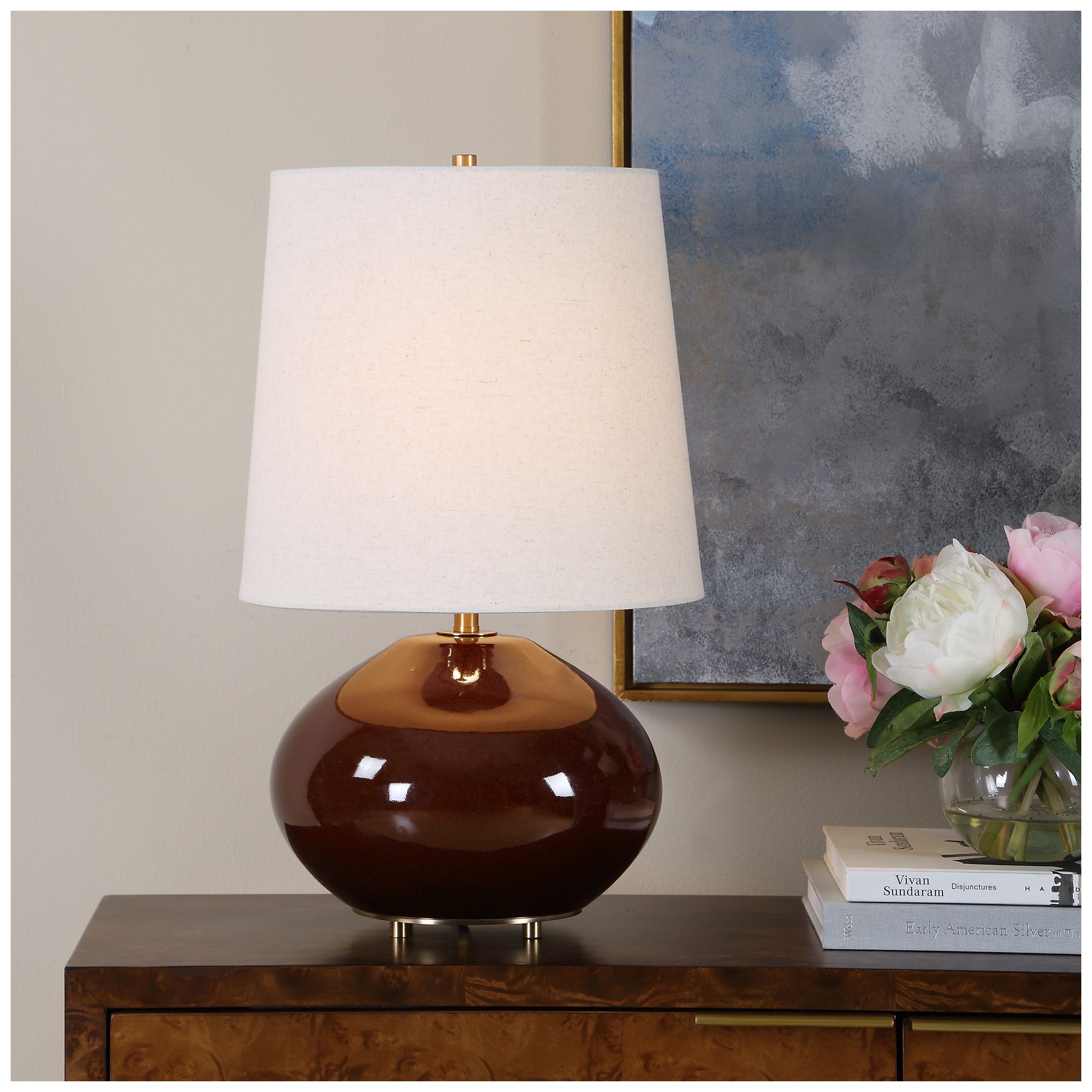 Image 3 Uttermost Allemand 19 3/4" Dark Ruby Ceramic Table Lamp more views
