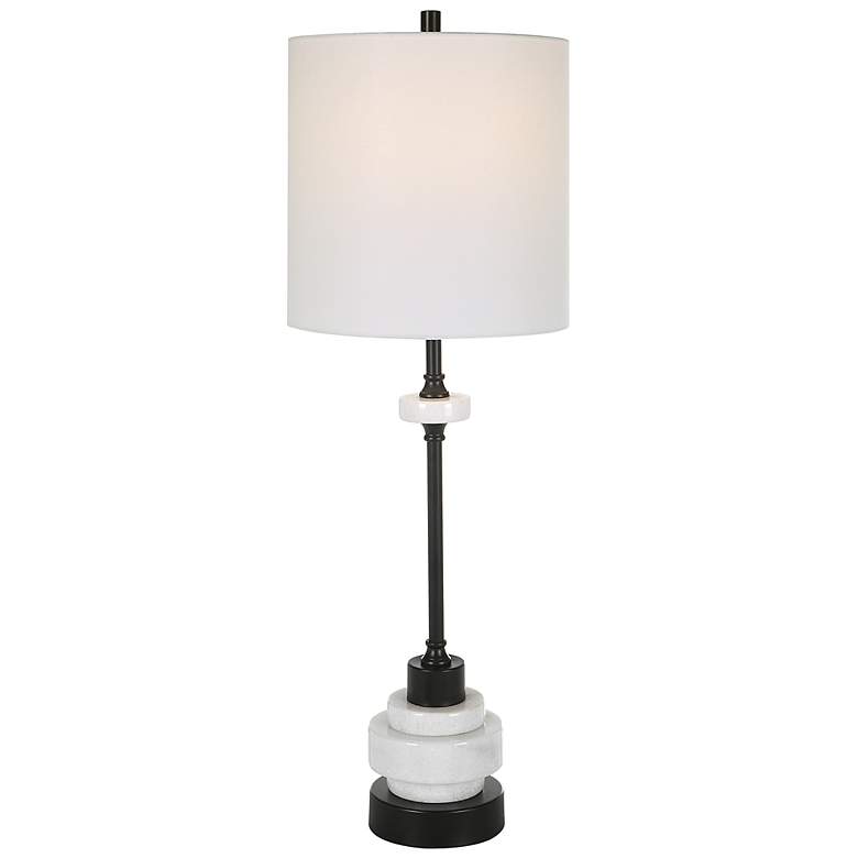 Image 2 Uttermost Alliance 32 1/2" White Marble Black Iron Buffet Table Lamp