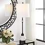 1_Uttermost Alliance 32 1/2" White Marble Black Iron Buffet Table Lamp