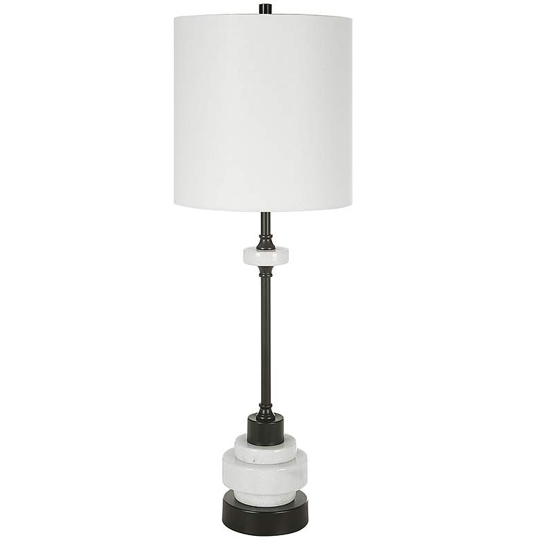 Image 4 Uttermost Alliance 32 1/2" White Marble Black Iron Buffet Table Lamp more views